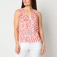 Liz Claiborne Womens V Neck Sleeveless Blouse