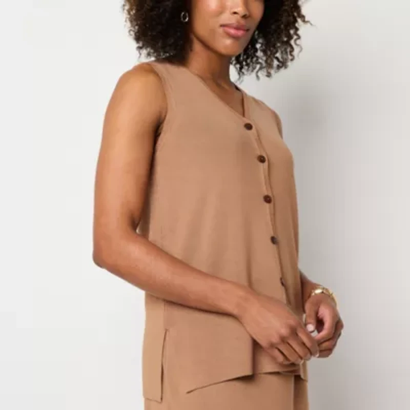 Liz Claiborne Womens V Neck Sleeveless Pullover Sweater