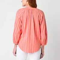 St. John's Bay Womens Easy-on + Easy-off Hidden Access Opening 3/4 Sleeve Adaptive Blouse
