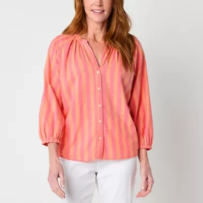 St. John's Bay Womens Easy-on + Easy-off Hidden Access Opening 3/4 Sleeve Adaptive Blouse