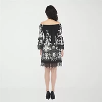 White Mark Bell Sleeve Off Shoulder Womens Crew Neck Sleeveless Sheath Dress