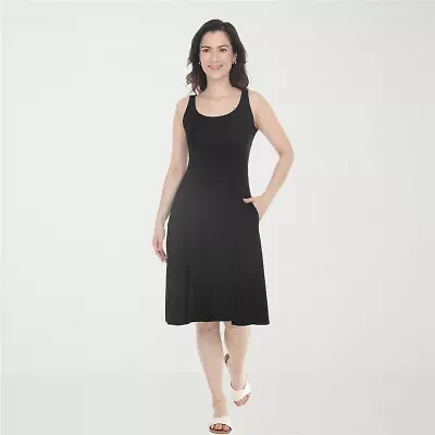 White Mark Scoop Neck Womens Sleeveless Fit + Flare Dress