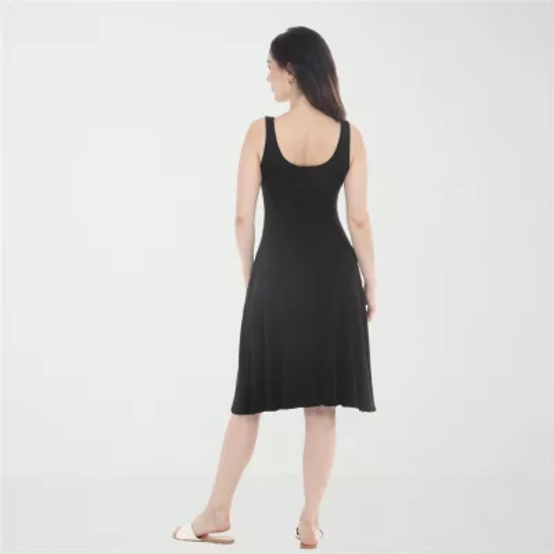 White Mark Scoop Neck Womens Sleeveless Fit + Flare Dress
