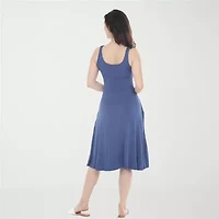 White Mark Scoop Neck Womens Sleeveless Fit + Flare Dress