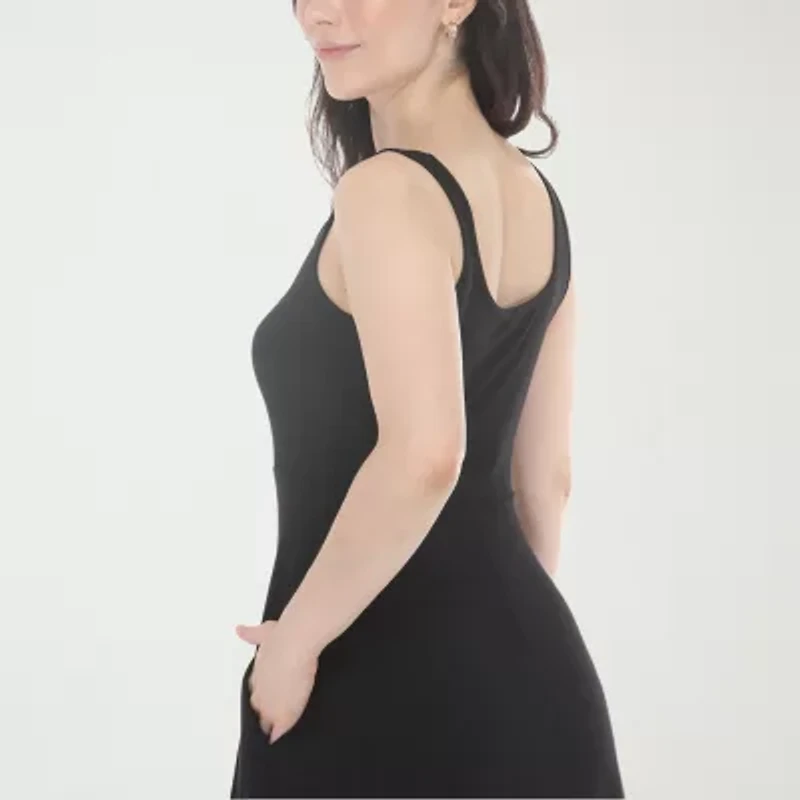 White Mark Scoop Neck Womens Sleeveless Fit + Flare Dress