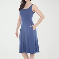 White Mark Scoop Neck Womens Sleeveless Fit + Flare Dress