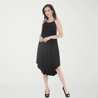 White Mark Halter Neck Womens Sleeveless Midi Swing Dresses