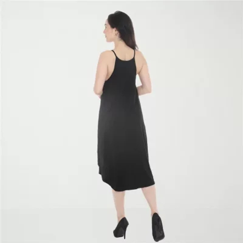 White Mark Halter Neck Womens Sleeveless Midi Swing Dresses