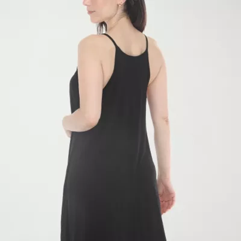 White Mark Halter Neck Womens Sleeveless Midi Swing Dresses
