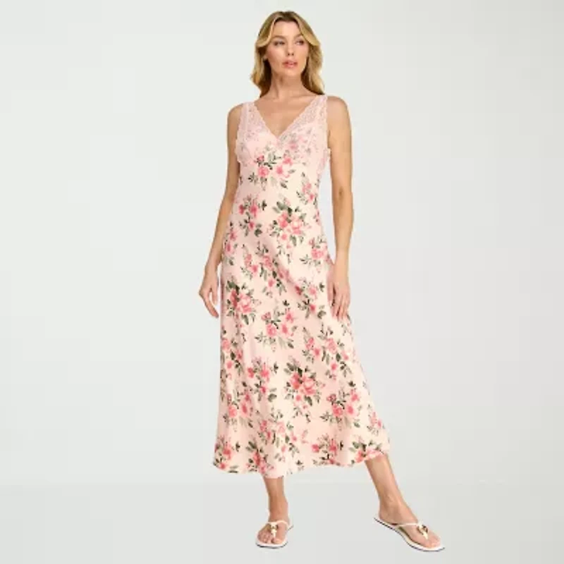 Trixxi Womens Sleeveless Floral Midi Slip Dress