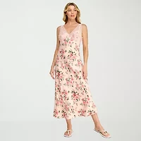 Trixxi Womens Sleeveless Floral Midi Slip Dress