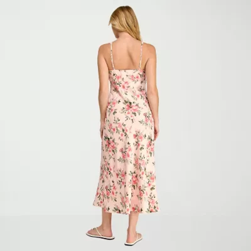 Trixxi Womens Sleeveless Floral Midi Slip Dress