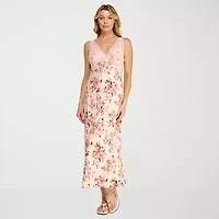 Trixxi Womens Sleeveless Floral Midi Slip Dress