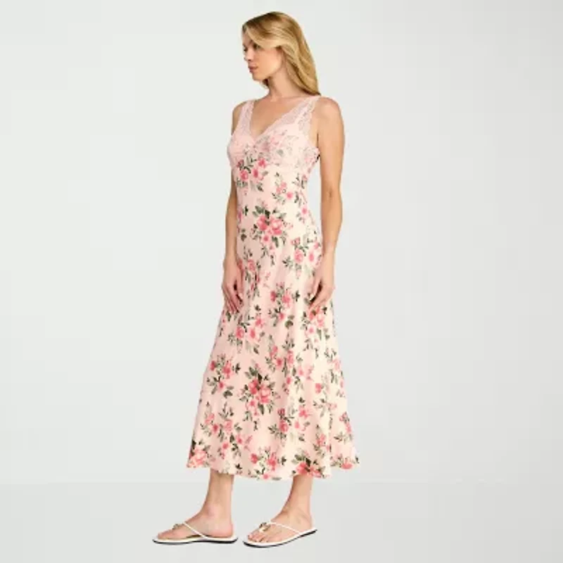 Trixxi Womens Sleeveless Floral Midi Slip Dress