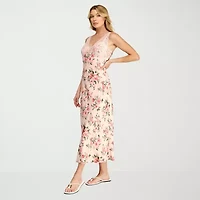 Trixxi Womens Sleeveless Floral Midi Slip Dress