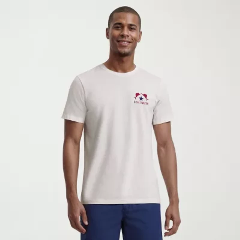 IZOD Saltwater Americana Mens Crew Neck Short Sleeve Regular Fit Graphic T-Shirt