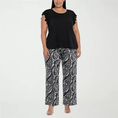 White Mark Ruffle 2-pc. Pant Set-Plus