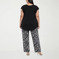 White Mark Ruffle 2-pc. Pant Set-Plus