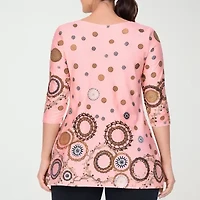 White Mark Scoop Neck Womens 3/4 Sleeve Tunic Top