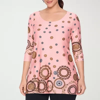 White Mark Scoop Neck Womens 3/4 Sleeve Tunic Top