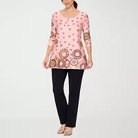 White Mark Scoop Neck Womens 3/4 Sleeve Tunic Top