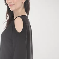 White Mark Cold Shoulder Womens Scoop Neck 3/4 Sleeve Tunic Top