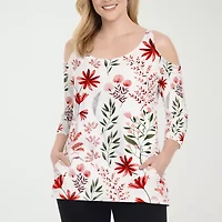 White Mark Womens Scoop Neck 3/4 Sleeve Tunic Top
