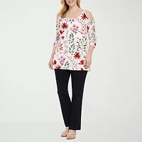 White Mark Womens Scoop Neck 3/4 Sleeve Tunic Top