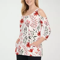 White Mark Womens Scoop Neck 3/4 Sleeve Tunic Top