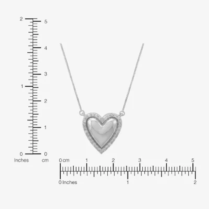 Limited Quantities! Womens 1/4 CT. T.W. Natural White Diamond Sterling Silver Heart 18 Inch Pendant Necklace