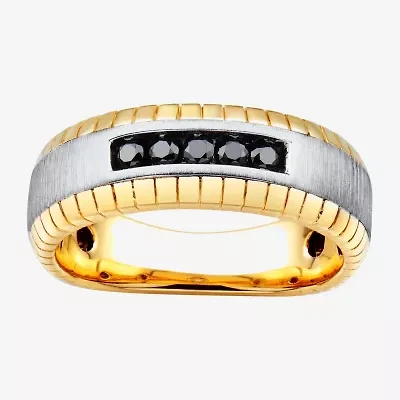 Limited Quantities! Mens 1/4 CT. T.W. Natural Black Diamond 10K Two Tone Gold Fashion Ring