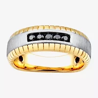 Limited Quantities! Mens 1/4 CT. T.W. Natural Black Diamond 10K Two Tone Gold Fashion Ring