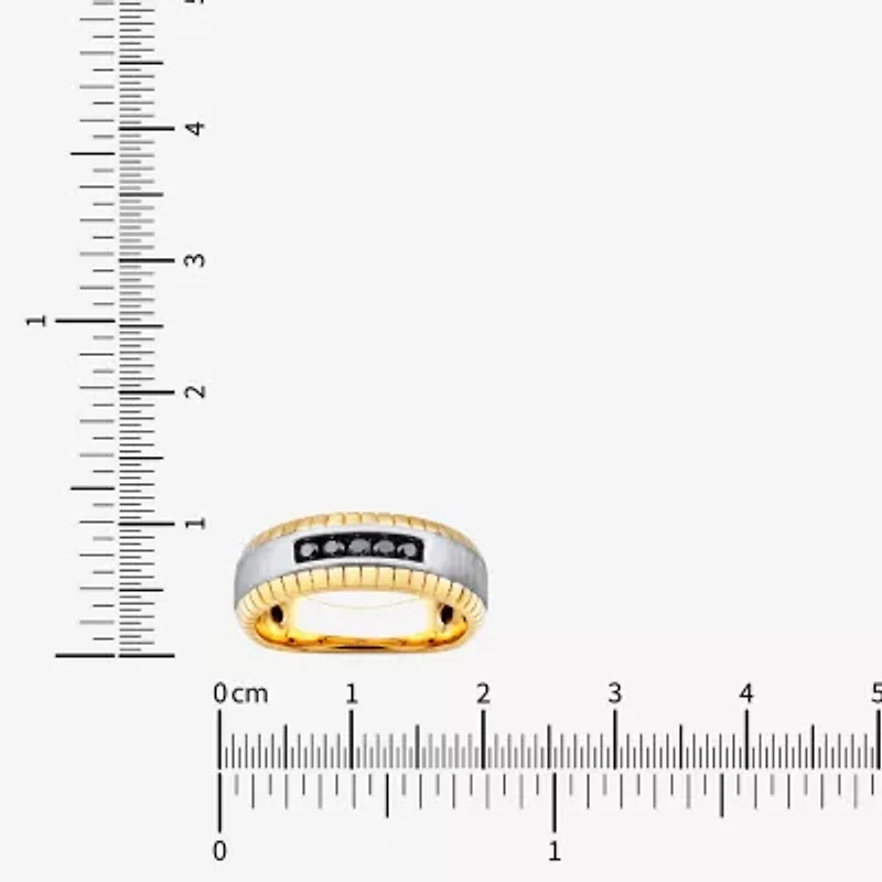 Limited Quantities! Mens 1/4 CT. T.W. Natural Black Diamond 10K Two Tone Gold Fashion Ring