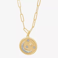 Limited Quantities! Womens Lab Created White Opal 14K Gold Over Silver Moon 22 Inch Pendant Necklace