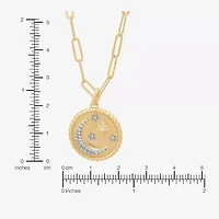 Limited Quantities! Womens Lab Created White Opal 14K Gold Over Silver Moon 22 Inch Pendant Necklace