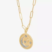 Limited Quantities! Womens Lab Created White Opal 14K Gold Over Silver Moon 22 Inch Pendant Necklace