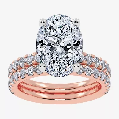 Signature By Modern Bride (G / Vs2-Si1) Womens 6 CT. T.W. Lab Grown White Diamond 14K Gold Oval Side Stone Bridal Set