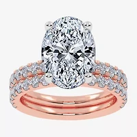 Signature By Modern Bride (G / Vs2-Si1) Womens 6 CT. T.W. Lab Grown White Diamond 14K Gold Oval Side Stone Bridal Set