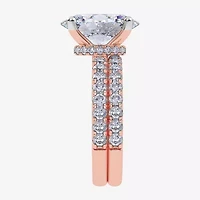 Signature By Modern Bride (G / Vs2-Si1) Womens 6 CT. T.W. Lab Grown White Diamond 14K Gold Oval Side Stone Bridal Set