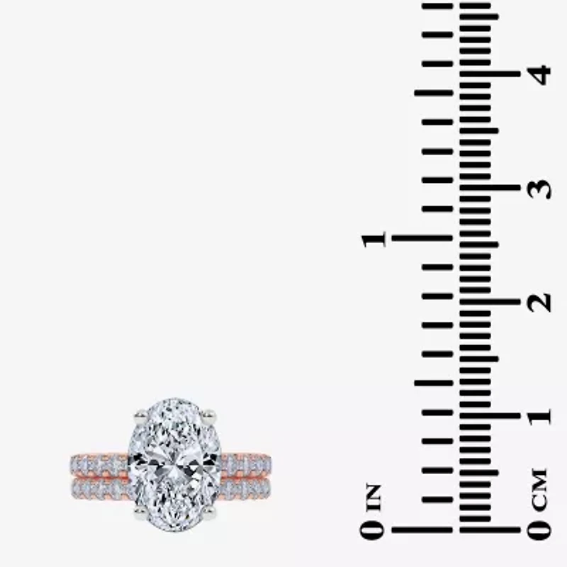 Signature By Modern Bride (G / Vs2-Si1) Womens 4 CT. T.W. Lab Grown White Diamond 14K Gold Oval Side Stone Bridal Set