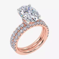 Signature By Modern Bride (G / Vs2-Si1) Womens 4 CT. T.W. Lab Grown White Diamond 14K Gold Oval Side Stone Bridal Set