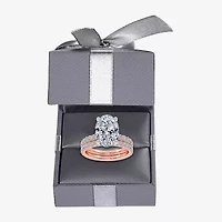 Signature By Modern Bride (G / Vs2-Si1) Womens 4 CT. T.W. Lab Grown White Diamond 14K Gold Oval Side Stone Bridal Set