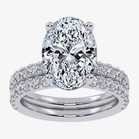 Signature By Modern Bride (G / Vs2-Si1) Womens 6 CT. T.W. Lab Grown White Diamond 14K Gold Oval Side Stone Bridal Set