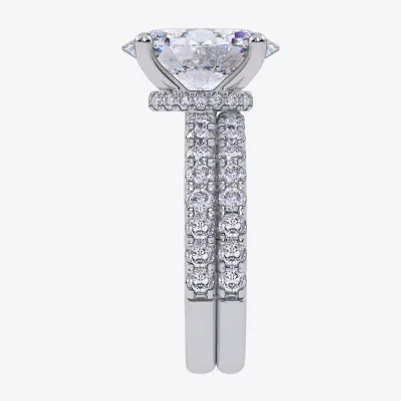 Signature By Modern Bride (G / Vs2-Si1) Womens 6 CT. T.W. Lab Grown White Diamond 14K Gold Oval Side Stone Bridal Set