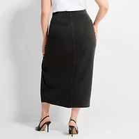 Ashley Graham Women's Plus Slit Front Midi Skirt