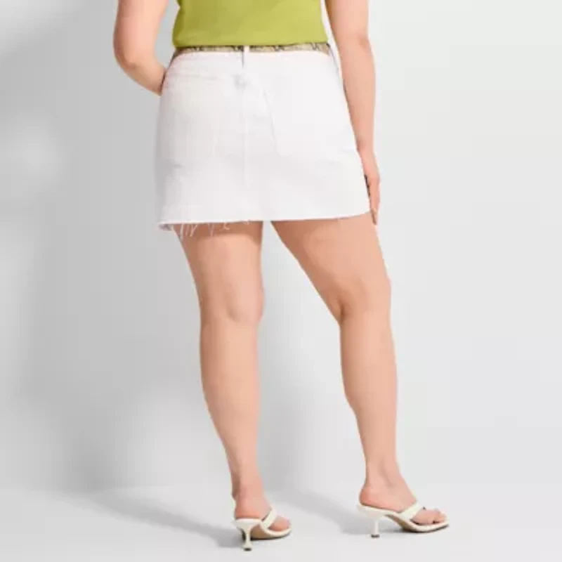 Ashley Graham Women's Plus Denim Mini Skirt