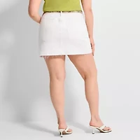Ashley Graham Women's Plus Denim Mini Skirt