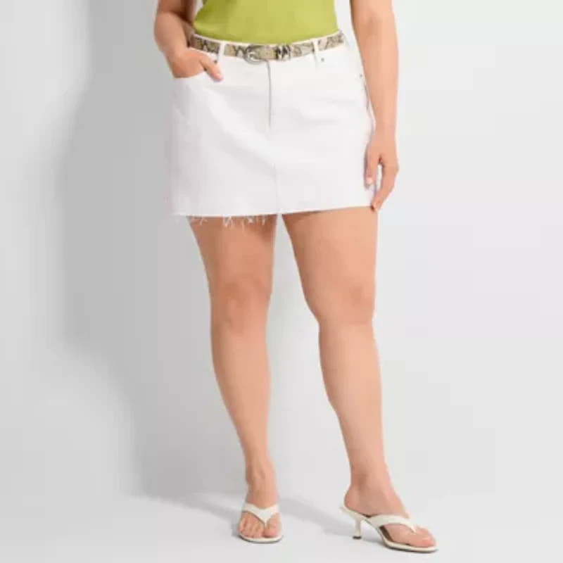 Ashley Graham Women's Plus Denim Mini Skirt