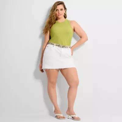 Ashley Graham Women's Plus Denim Mini Skirt