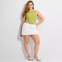 Ashley Graham Women's Plus Denim Mini Skirt